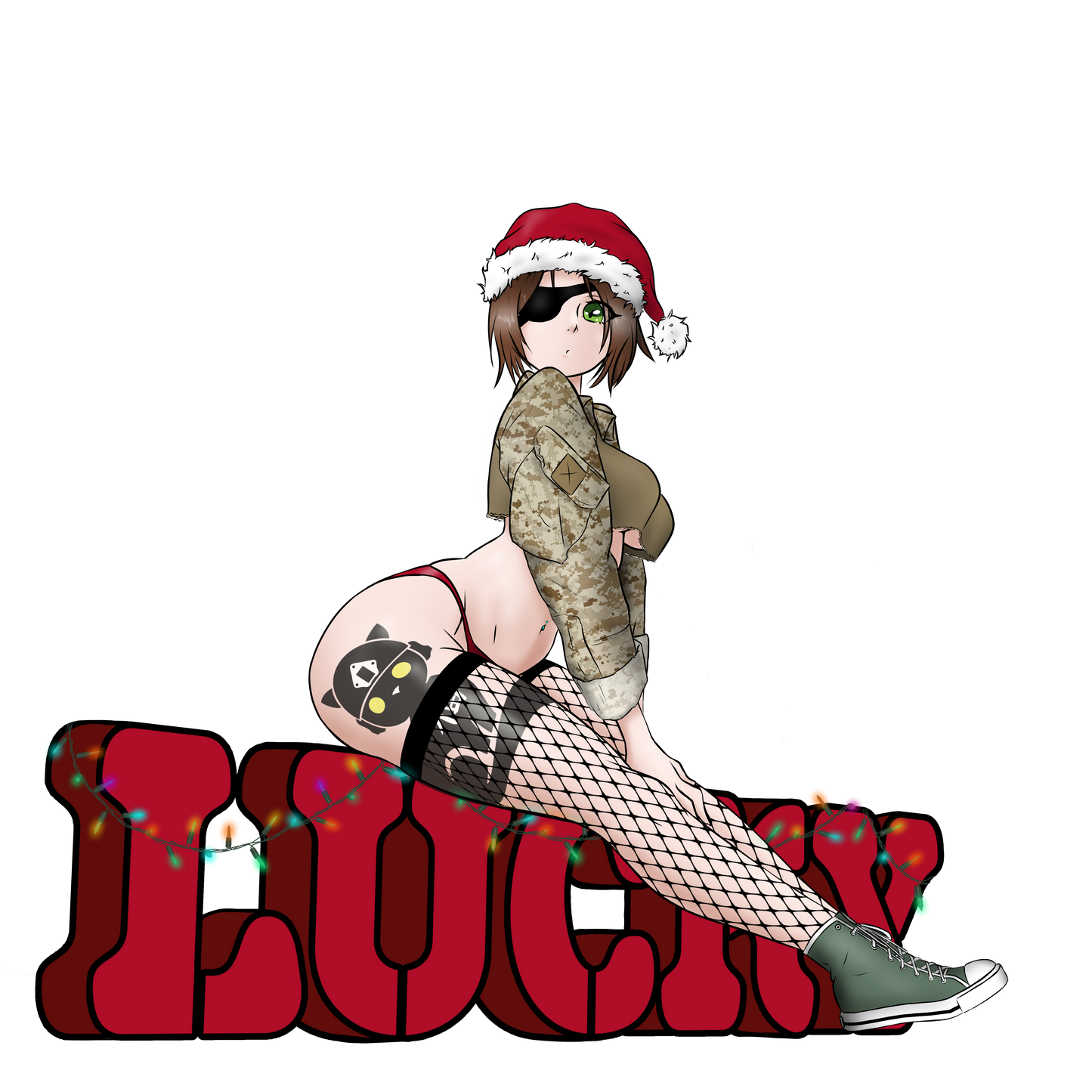 Christmas- waifu cutoff 4” Christmas ornament acrylic